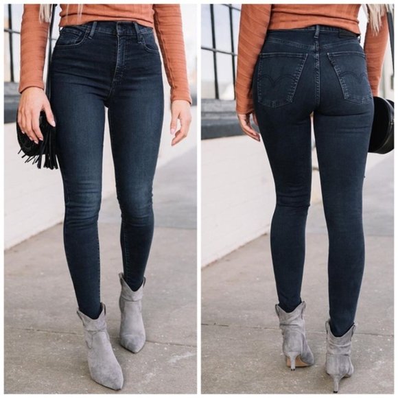 Levi's Denim - Levi’s Mile High Super Skinny Dark Wash Stretch Denim Blue Jegging Jeans